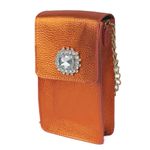 Mini Bag Tiracolo Laranja Couro Metalizado Porta Celular
