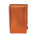 Mini Bag Tiracolo Laranja Couro Metalizado Porta Celular