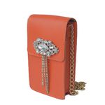 Mini Bag Tiracolo Laranja Couro Porta Celular