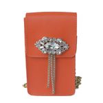 Mini Bag Tiracolo Laranja Couro Porta Celular