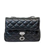 Bolsa Tiracolo Preta Couro Matelassê Média Tati Níquel