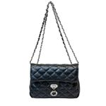 Bolsa Tiracolo Preta Couro Matelassê Média Tati Níquel