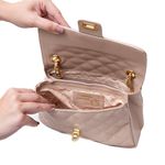 Bolsa Tiracolo Bege Couro Matelassê Média Tati
