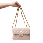 Bolsa Tiracolo Bege Couro Matelassê Média Tati
