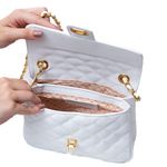 Bolsa Tiracolo Branca Couro Matelassê Média Tati
