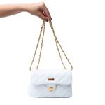Bolsa Tiracolo Branca Couro Matelassê Média Tati