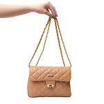 Bolsa Tiracolo Mel Couro Matelassê Média Tati
