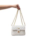 Bolsa Tiracolo Off White Couro Matelassê Média Tati