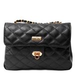 Bolsa Tiracolo Preta Couro Matelassê Média Tati