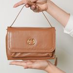 Bolsa Caramelo Tiracolo Couro Jana Pequena