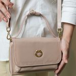 Bolsa Bege Tiracolo Couro Jana Pequena