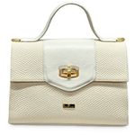 Bolsa Tote Off White Couro Cobra