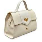 Bolsa Tote Off White Couro Cobra