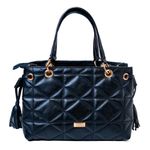 Bolsa Tote Preta Couro Metalassê 