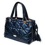 Bolsa Tote Preta Couro Metalassê 