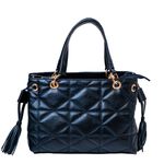 Bolsa Tote Preta Couro Metalassê 