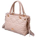 Bolsa Tote Bege Couro Metalassê 