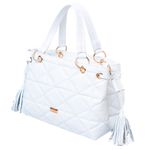 Bolsa Tote Branca Couro Metalassê 