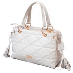 Bolsa Tote Off Wite Couro Metalassê 