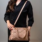 Bolsa Tote Bege Couro Metalassê 