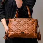 Bolsa Tote Caramelo Couro Metalassê 