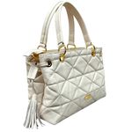 Bolsa Off White Tote Couro Matelassê Alça Transversal