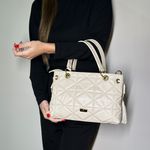 Bolsa Off White Tote Couro Matelassê Alça Transversal