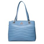 Bolsa Azul Hortênsia Tote Couro Grande