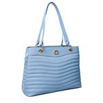 Bolsa Azul Hortênsia Tote Couro Grande