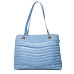 Bolsa Azul Hortênsia Tote Couro Grande