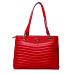 Bolsa Vermelho Morango Tote Couro Grande