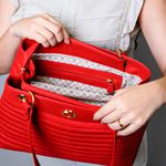 Bolsa Vermelho Morango Tote Couro Grande