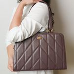 Bolsa Tiracolo Marrom Couro Matelassê Alça Transversal Removível