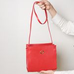 Bolsa Tiracolo Vermelho Em Couro 
