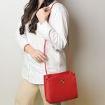 Bolsa Tiracolo Vermelho Em Couro 