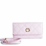Bolsa Clutch 3 em 1 Rosa Candy Couro com Alça Tiracolo/Pochete