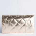 Bolsa Clutch 3 em 1 Dourada Couro com Alça Tiracolo/Pochete