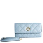 Bolsa Clutch 3 em 1 Azul Candy Couro com Alça Tiracolo/Pochete