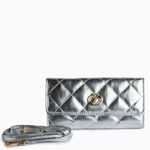 Bolsa Clutch 3 em 1 Prata Couro com Alça Tiracolo/Pochete