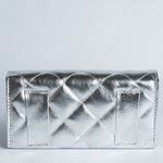 Bolsa Clutch 3 em 1 Prata Couro com Alça Tiracolo/Pochete