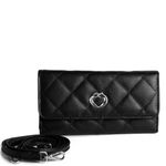 Bolsa Clutch 3 em 1 Preta Couro com Alça Tiracolo/Pochete