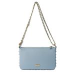 Bolsa Tiracolo Azul Candy em Couro Spikes Pequena