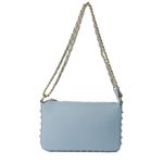 Bolsa Tiracolo Azul Candy em Couro Spikes Pequena