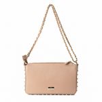 Bolsa Tiracolo Bege em Couro Spikes Pequena