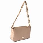 Bolsa Tiracolo Bege em Couro Spikes Pequena