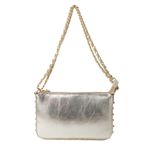 Bolsa Tiracolo Dourada em Couro Spikes Pequena