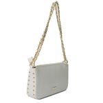 Bolsa Tiracolo Off White em Couro Spikes Pequena