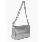 Bolsa Tiracolo Prata em Couro Spikes Pequena