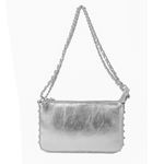 Bolsa Tiracolo Prata em Couro Spikes Pequena