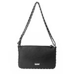 Bolsa Tiracolo Preta Níquel em Couro Spikes Pequena